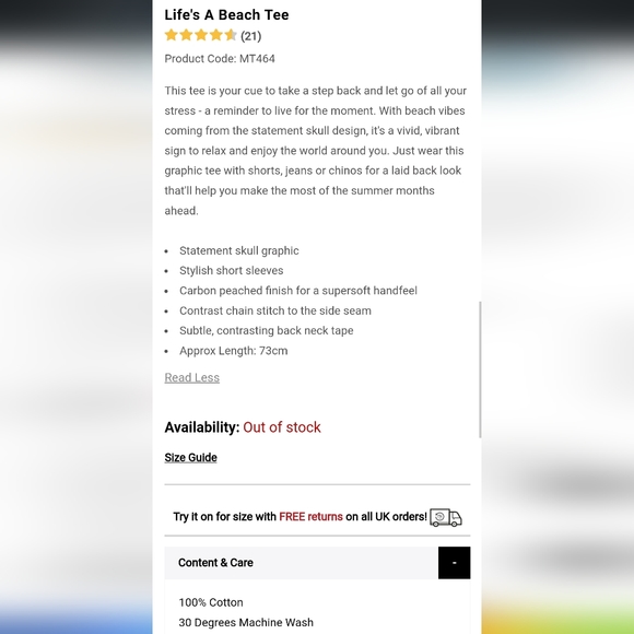 NWT Joe Browns T-shirt 'Life is a Beach' skull tee, pit-pit 19in, neck-hem 27in - Picture 9 of 16